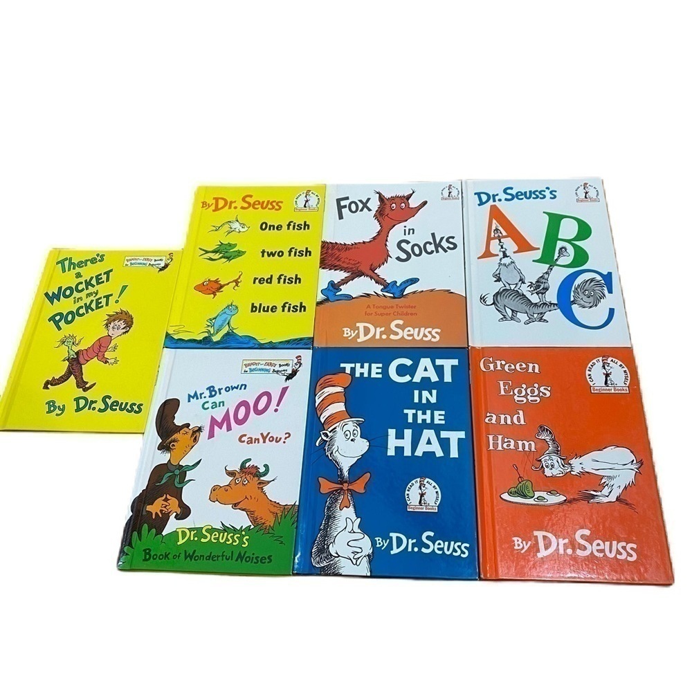 Dr. Seuss Hardcover Book Bundle Lot Wocket Pocket Fox Socks Moo Cow Cat Hat